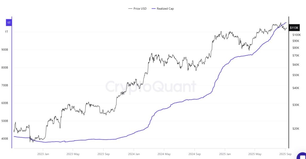 Gráfico de capitalización realizada de BTC.