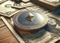 moneda de Ethereum sobre dólares.
