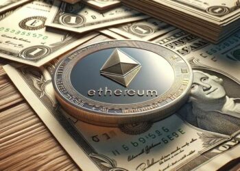 moneda de Ethereum sobre dólares.