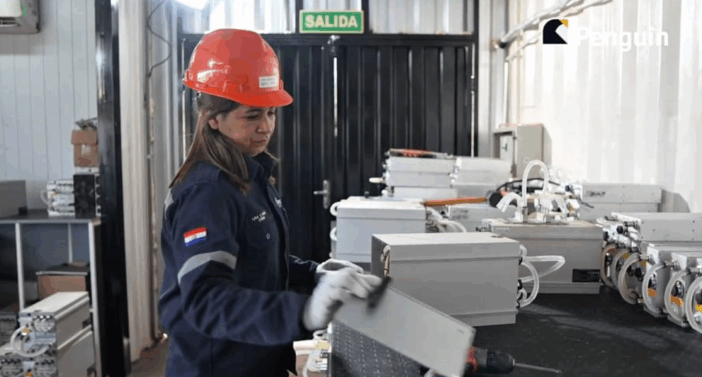 Lisa Vera en el data center de Penguin Group.
