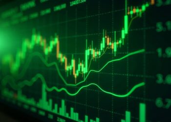 Gráfico de precios con velas verdes