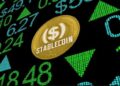 Una moneda de stablecoin sobre una pantalla digital.