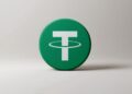 Moneda de USDT con un fondo blanco.