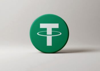 Moneda de USDT con un fondo blanco.
