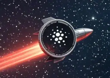 Logo de ADA sobre un cohete en el espacio.
