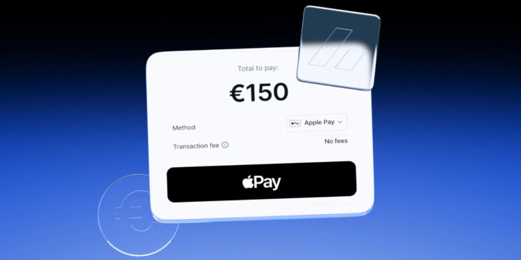 Ventana de pago de Apple pay en Euros con logo de Bitvavo