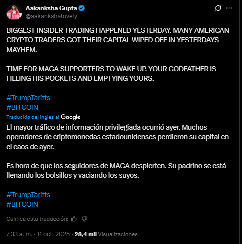captura de tuits donde bitcoiners comentan la caída del mercado.