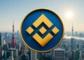 Logo de Binance sobre un paisaje japones
