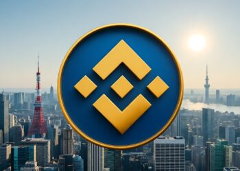 Logo de Binance sobre un paisaje japones
