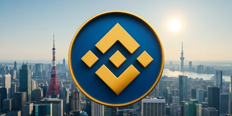 Logo de Binance sobre un paisaje japones