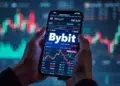 Usuario haciendo trading en Bybit, utilizando un smartphone.