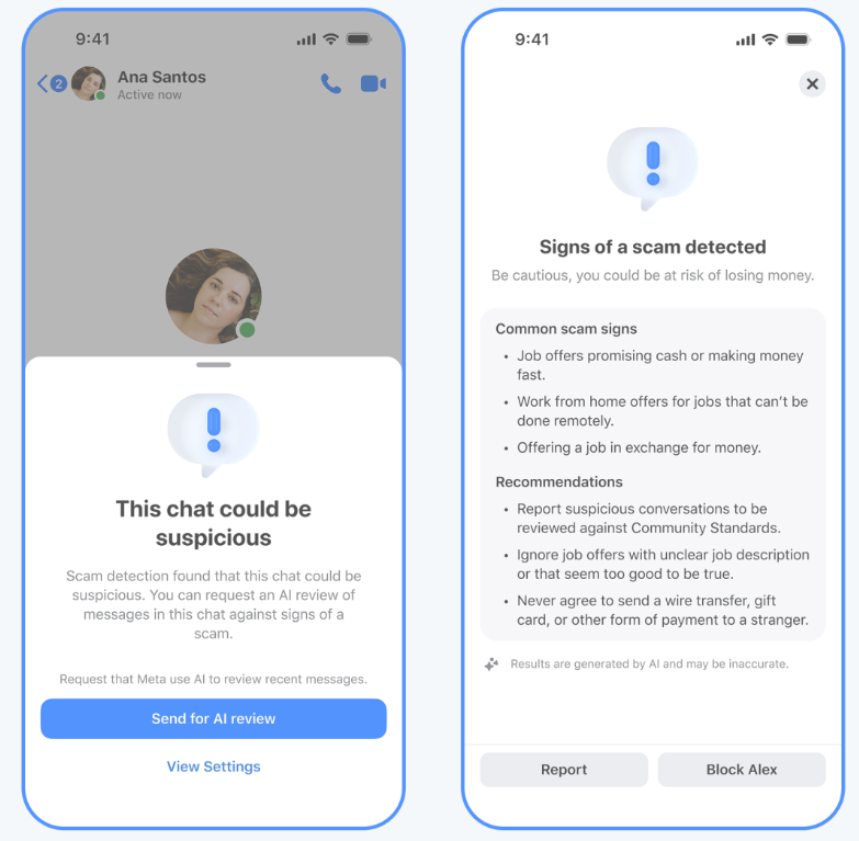 Screenshot of new Facebook Messenger tool.