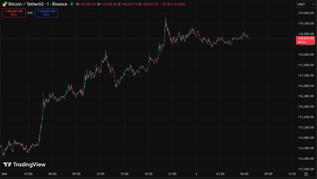 Gráfico de precio de BTC.
