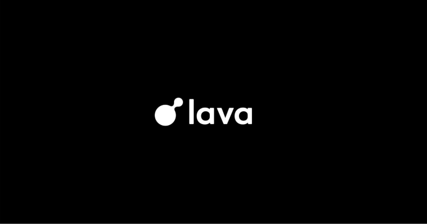 Logotipo blanco de Lava (una esfera conectada a la palabra "lava" en minúsculas) sobre un fondo negro.