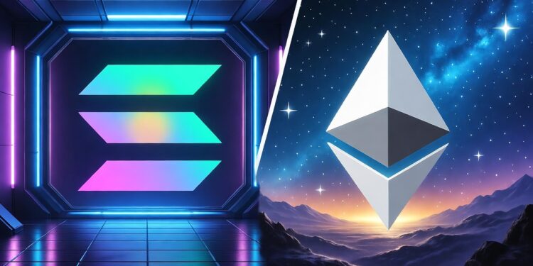 Logos de Solana y Ethereum.