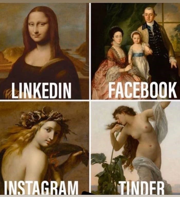 cuatro memes con figura de la pintura cásica