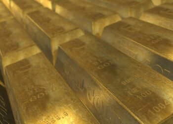 Lingotes de oro ordenados.