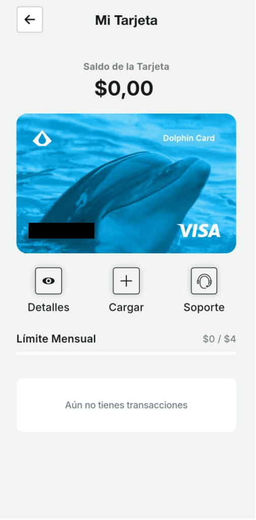 Screenshot de Aqua en donde se ve la Dolphin Card.