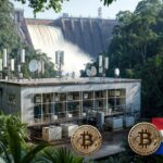 Una galpón de una empresa de mineria de bitcoin, operando junto a una represa hidroelectrica.