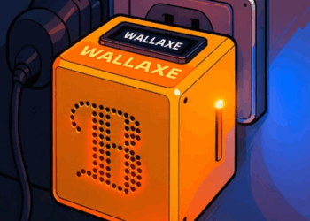 Un aparato conectado a la pared y que sirve para minar bitcoin en solitario.