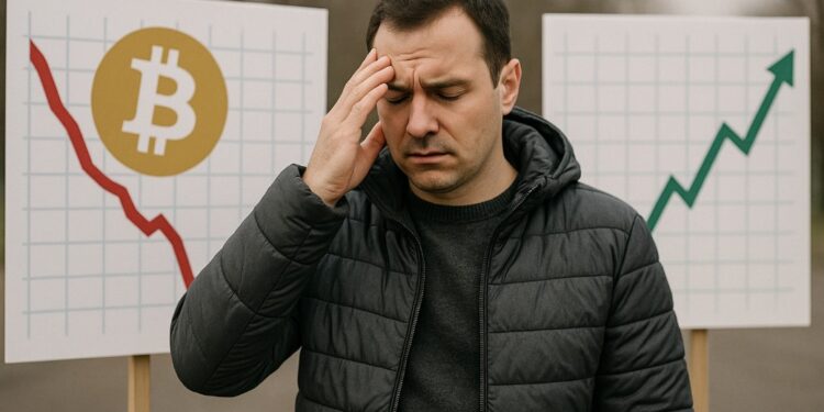 Un hombre en chaqueta con signos de confusión y par de gráficos en el fondo.