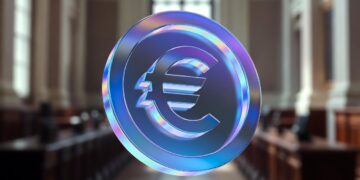 Una stablecoin del EURC en una corte judicial.