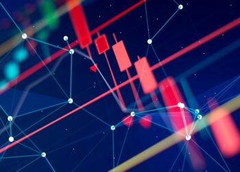 Gráfico de precios de velas rojas y verdes.