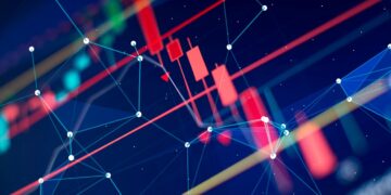 Gráfico de precios de velas rojas y verdes.