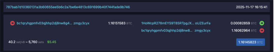 Transacción en mempool.space.