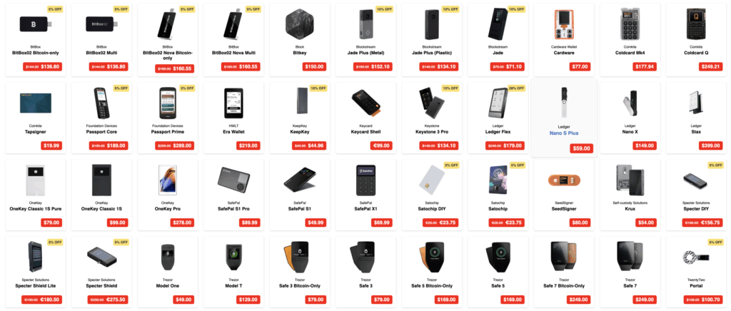 Hardware wallets que soportan Coin Control.