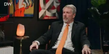 Michael Saylor, líder de Strategy, dando una entrevista.