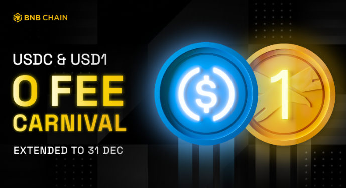 Anuncio de la BNB Chain sobre stablecoins  como USDC y USD1.