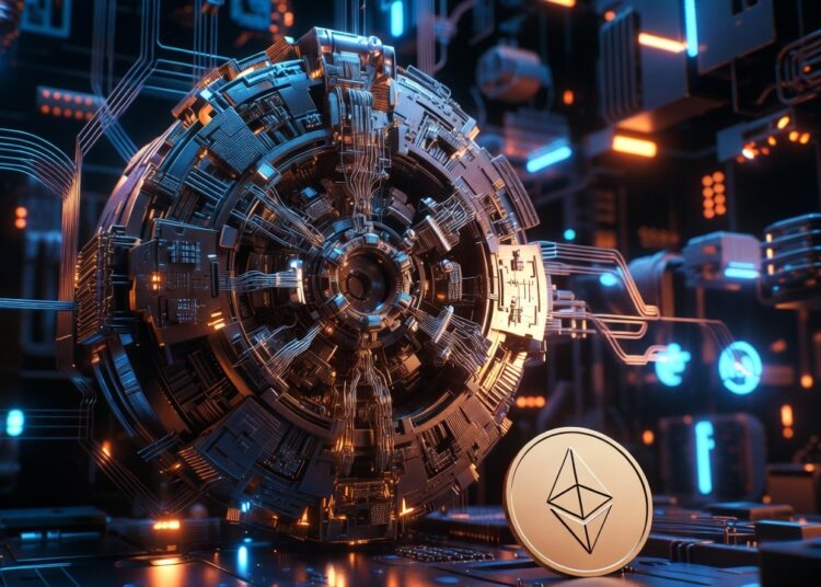 Un moneda de ETH en el laboratorio tecnologico.