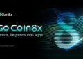 Promoción de la campaña “Go Coin8x” de CoinEx con un número 8 de aspecto moderno del lado derecho sobre fondo negro.