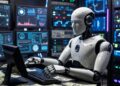 Un robot de IA operando en un centro de trading.