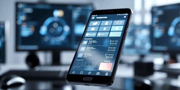 Un teléfono móvil mostrando una transacción en su pantalla.