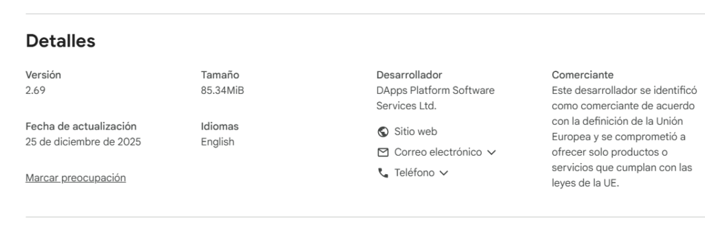 Detalles de la actualizaciรณn de Trust Wallet.
