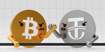 Logos de Bitcoin y USDT mantienen un pulso de fuerza.