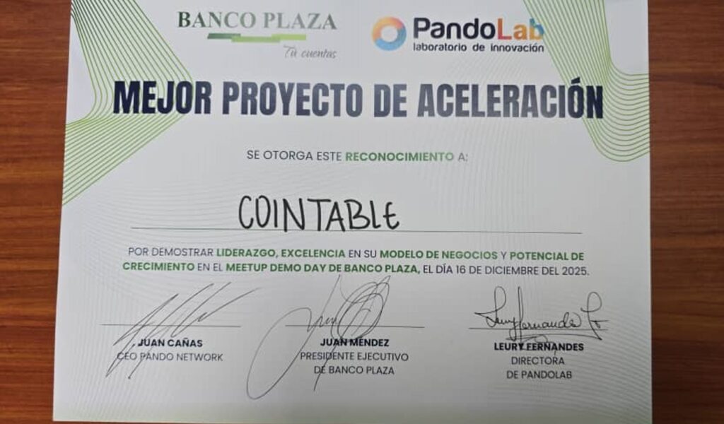 Photograph of the diploma received by the Cointable team.