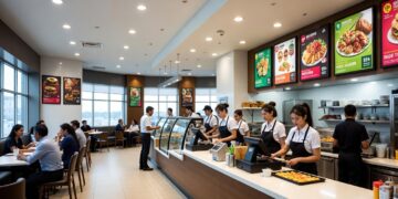 Empleados de un Restaurante de comida rápida se observan en su faena diaria.