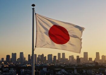 Fotografía de una bandera de Japón.