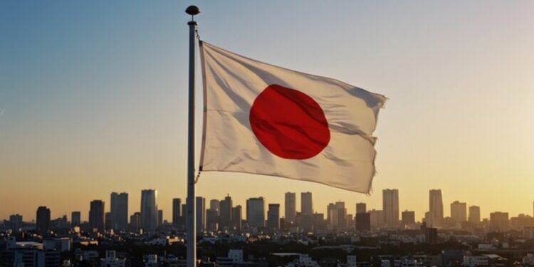 Fotografía de una bandera de Japón.