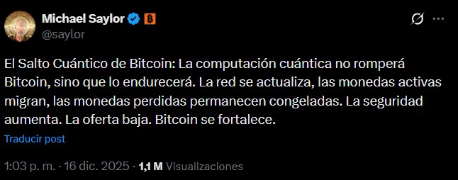 Screenshot of Michael Saylor's post on X.