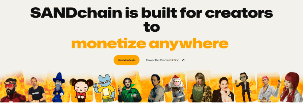 Captura de pantalla de la página web de SandChain.