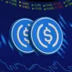 Fichas de color azul con el logo de USDC.