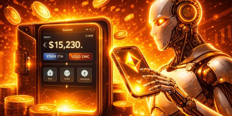 Un robo de IA operando una wallet de criptomonedas.