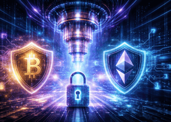 Una computadora cuántica atacando la criptografía de Bitcoin y de Ethereum.