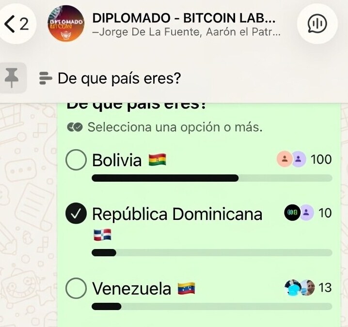 Grupo de WhatsApp del diplomado sobre Bitcoin de Bitcoin Lab