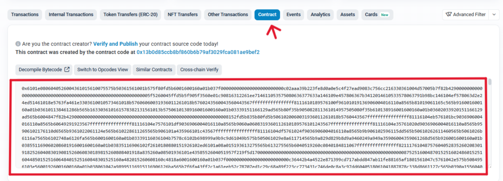 Captura de pantalla del código de un contrato inteligente en Ethereum.