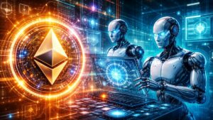 Una moneda de Ethereum siendo manipulada por agentes de IA.